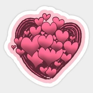 Pink Hearts Patterned Swirl Heart Sticker